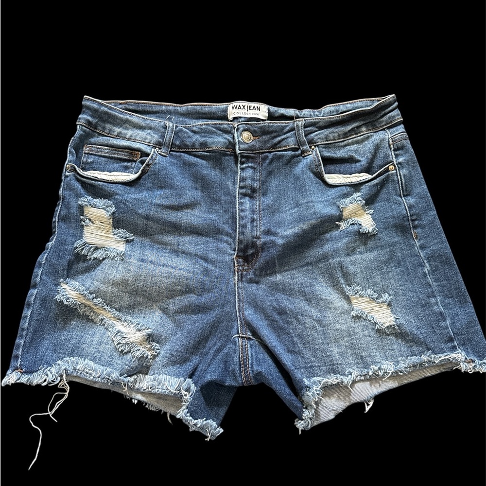 Wax Jean Women's Ripped Blue Jean Shorts